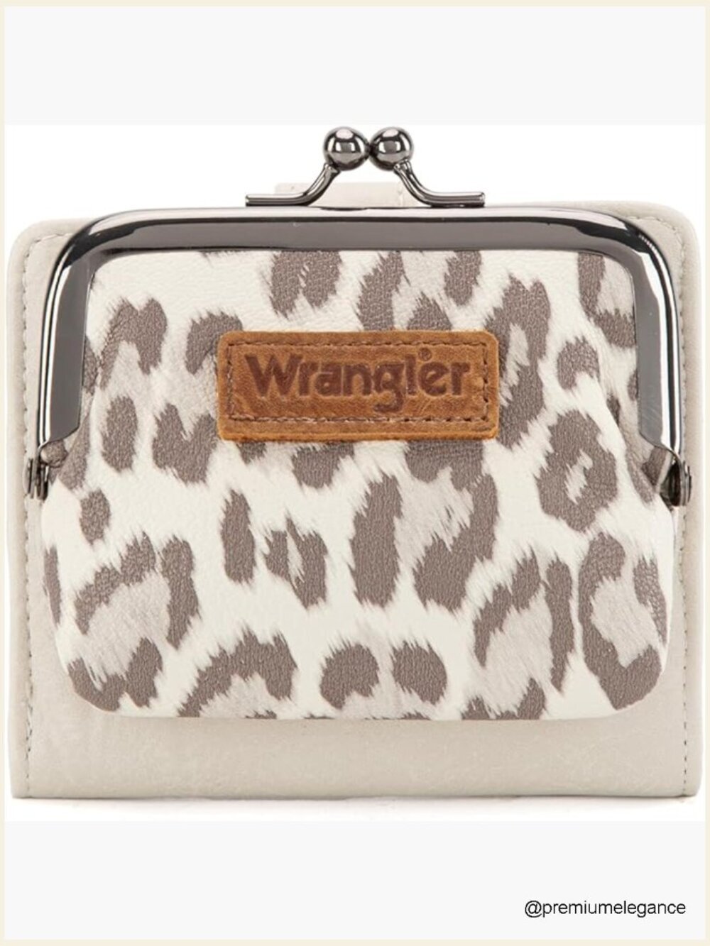 Leopard Print RFID Bifold Wallet with Kiss Clasp